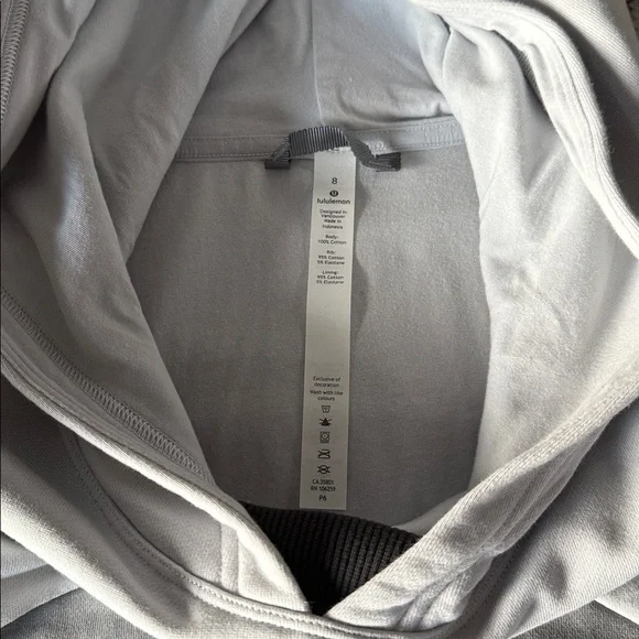 Lululemon All Yours Gray & Black Colourblock 100% Cotton Terry Hoodie w/Pockets - Picture 7 of 13